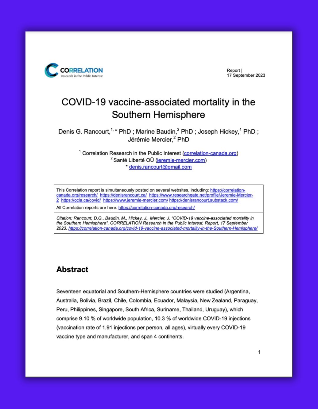 COVID-19 vaccine-associated mortality in the Southern Hemisphere