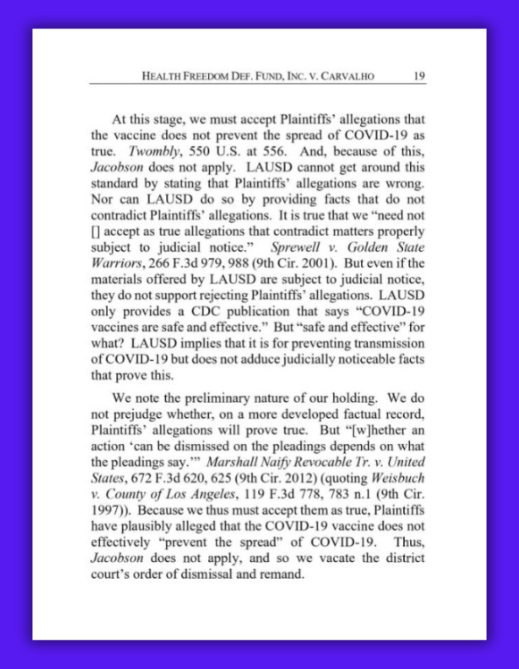 Captura de pantalla de la Corte de Apelaciones del Noveno Circuito de EE. UU