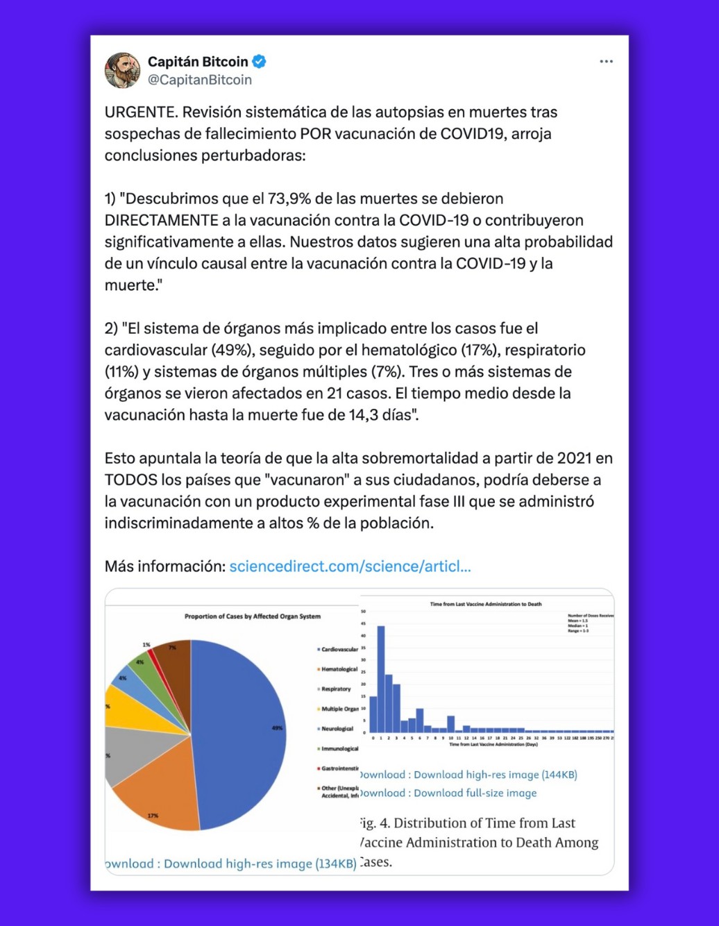 Ejemplo de uno de los tuits publicados