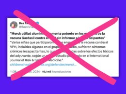 Publicación en redes sociales sobre la vacuna contra el VPH