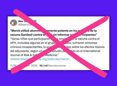 Publicación en redes sociales sobre la vacuna contra el VPH