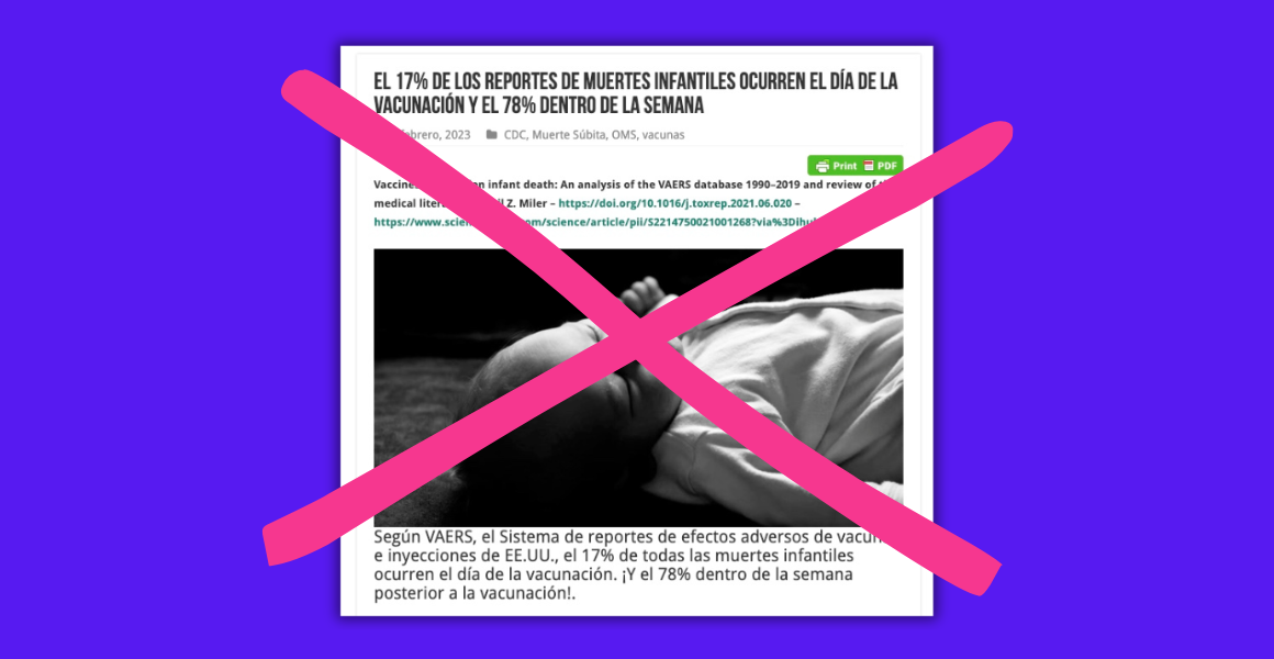 El síndrome de muerte súbita del lactante (SMSL) no es un efecto secundario de la vacunación