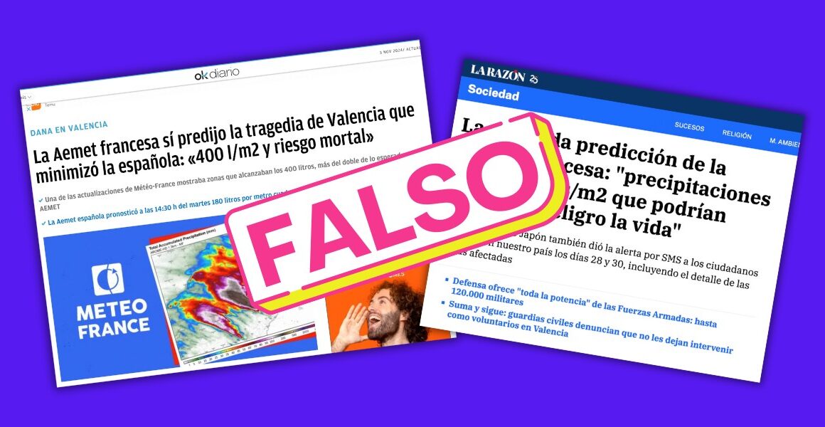No, Méteo-France no predijo 400 litros/m² para Valencia en la DANA: el tuit es de un divulgador ajeno a la agencia