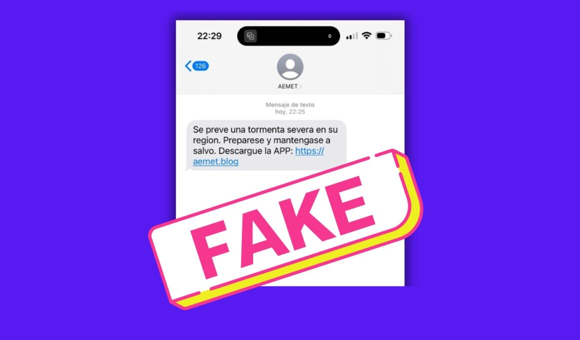 Alerta de phishing: estafa usa nombre de AEMET para enviar SMS falsos sobre tormentas