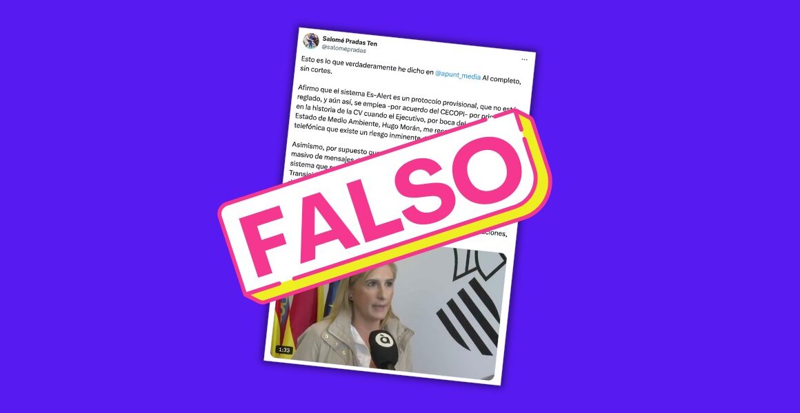El sistema ES-Alert funciona desde 2023 y está operativo, a diferencia de lo que afirma Salomé Pradas