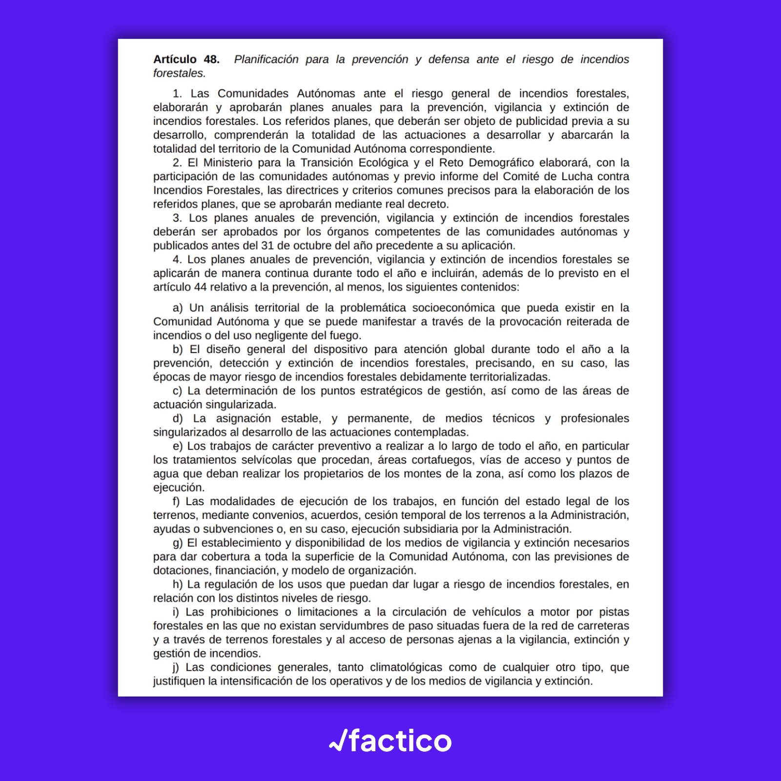 Captura del artículo 48 de la Ley 43/2003, de 21 de noviembre, de Montes