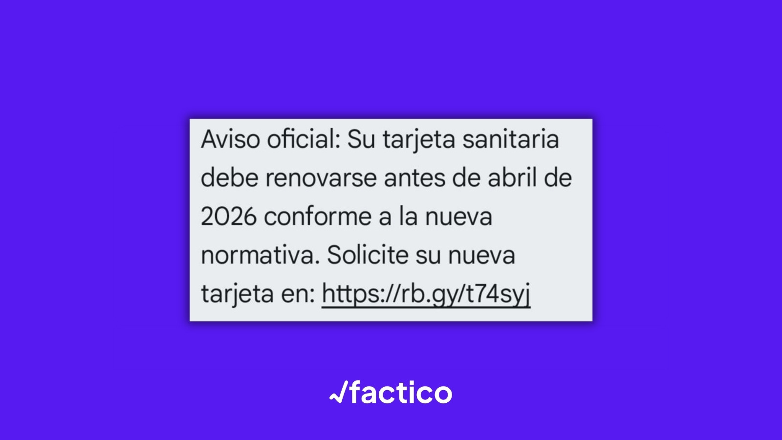 Captura del SMS fraudulento que suplanta al Sistema Nacional de Salud y pide renovar la tarjeta sanitaria antes de abril de 2026 mediante un enlace
