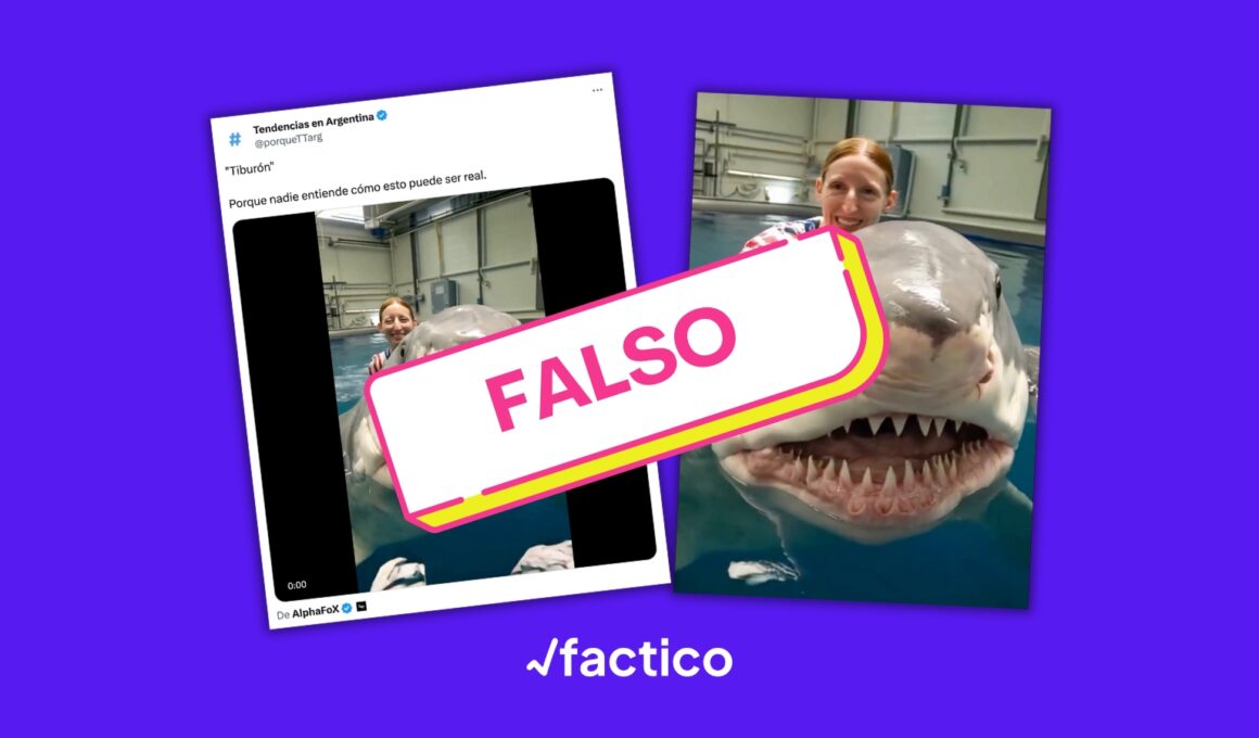 Este video de una mujer jugando con un tiburón no es real